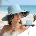 thumbnail image 1 of Solar Fan Hat Wide Brim Sun Hat With Fan UV Protection Breathable Mesh Neck Cover Dual Power Cooling Design, Adjustable Fit Comfortable Wear, for Hiking Fishing Gardening Outdoor Work, 1 of 6