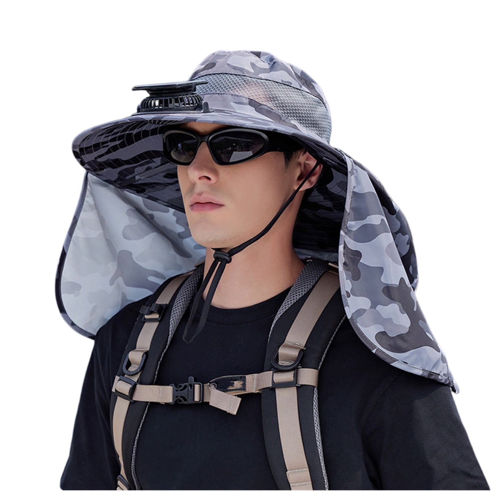 Chapeau à Large Bord Avec Ventilateur Solaire USB - Protection UV Pêche Randonnée