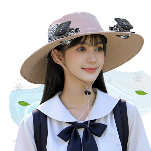 Solar Fan Hat, Wide Brim Sun Hat with Dual Solar Powered Fans,Removable USB Charging Fan, Fishing Hat, Beach Hat