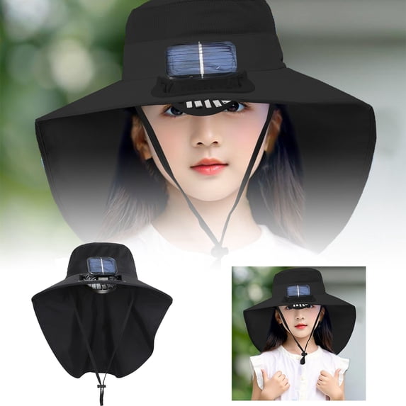 Solar Fan Hat - Wide Brim Sun Hat with Solar Powered Cooling Fan for Outdoor Activities - UV Protection Fishing, Hiking, Camping Hat for Men & Women
