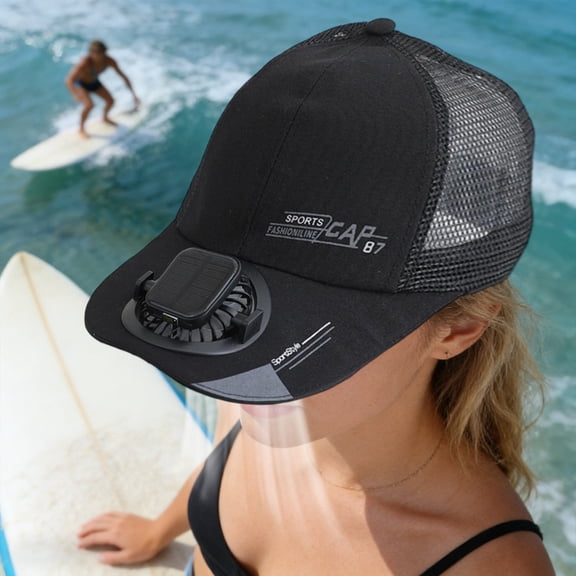 Solar Fan Hat Wide Brim Sun Protection UPF 50 Plus Semi Mesh Breathable Unisex Adjustable USB Rechargeable for Outdoor Hiking Fishing Gardening