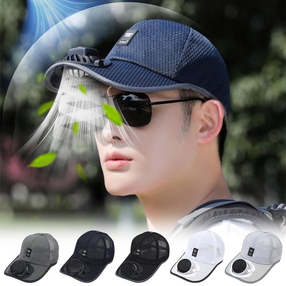 Solar Fan Hat for Men Baseball Cap with Solar Rechargeable Fan Cooling Hat Sun Protection for Hiking Fishing Beach by PALIFEUR