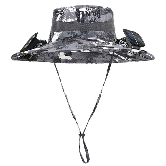 Solar Fan Hat for Men - Wide Brim Sun Hat with 2 Cooling Fans, UPF 50+ Outdoor Fishing Hat, Solar Powered Summer Hat for Gardening, Hiking & Beach