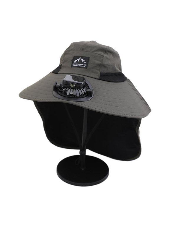 Solar Fan Hat for Men Wide Brim Sun Hat with 3 Wind Speeds & USB Charging, for Hiking Beach Outdoor