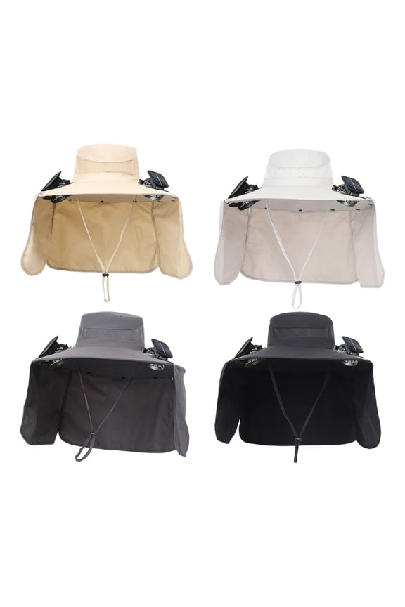 Solar Fan Hats for Men, Outdoor Wide Brim Sun Hat with 2 Solar Fan Sun, Cooling Bucket Hat for Men Women with Remova Neck Flap, UPF 50+ Bucket Fishing & Beach Hat with Fan Built in