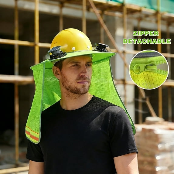Solar Fan Helmet Visor, Sun Protection Foldable Brim, Breathable Construction Hat Shade, Sunshade Accessory for Hard Hat, Work, Construction & Outdoor Use