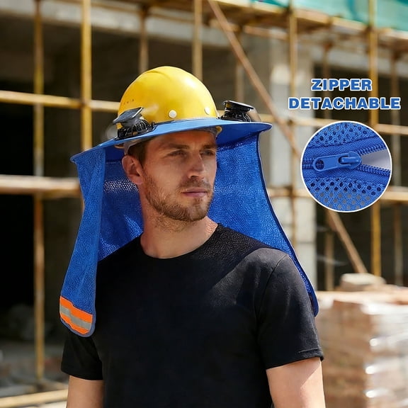 Solar Fan Helmet Visor, Sun Protection Foldable Brim, Breathable Construction Hat Shade, Sunshade Accessory for Hard Hat, Work, Construction & Outdoor Use