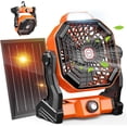 thumbnail image 1 of Solar  Fan,?Max 60H Runtime?Rechargeable Solar Camping Fans & Led Lantern,8-inch Portable Fan with Solar Panel, Operated  Outdoor Tent Fans for Camping Essentials Accessories, 1 of 6