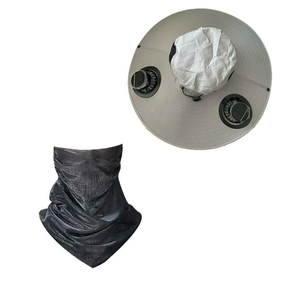 Solar Outdoor Fishing Hat for Men | Wide Brim Sun Protection Cap with 3-Speed Adjustable Built-In Dual 800mAh Solar & USB Rechargeable Fans | Breathable Mesh | Cooling Hands-Free Design | 1 Pack