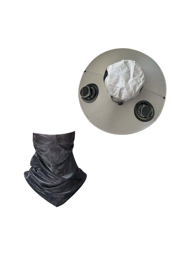 Solar Outdoor Fishing Hat for Men | Wide Brim Sun Protection Cap with 3-Speed Adjustable Built-In Dual 800mAh Solar & USB Rechargeable Fans | Breathable Mesh | Cooling Hands-Free Design | 1 Pack