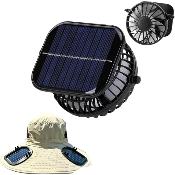 Solar Fan Replacement for Hat, Adjustable Angle Mini Solar Powered Fan Hat Replacement with 3-Speed, Portable Hands-Free Fan for Camping Fishing Hiking Sun Protection Cooling Comfort (1 Pack Square)