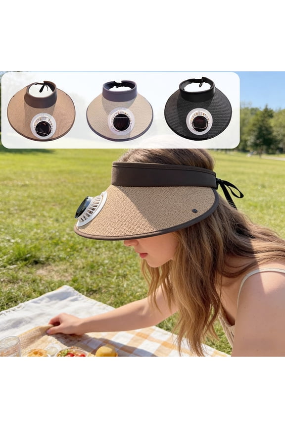 Solar Fan Sun Hat Outdoor Wide Brim USB Rechargeable 3 Speed Adjustable Cooling Cap with Detachable Neck Shawl for Hiking Fishing by PALIFEUR