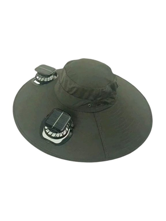 Solar Fan Sun Hat with Spray Mist Cooling, Wide Brim UV Protection Fishing Hat, Solar Powered Cooling Fan Hat, Breathable Outdoor Sun Hat for Hiking, Campin