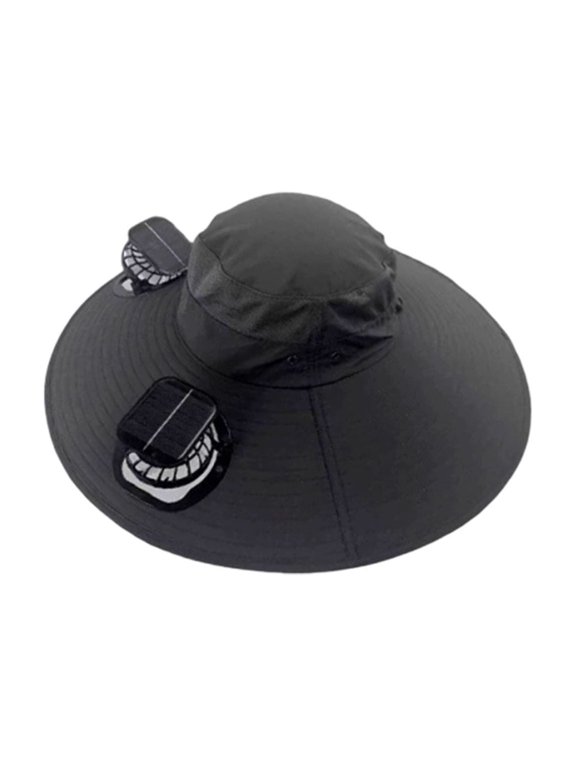Solar Fan Sun Hat with Spray Mist Cooling, Wide Brim UV Protection Fishing Hat, Solar Powered Cooling Fan Hat, Breathable Outdoor Sun Hat for Hiking, Campin