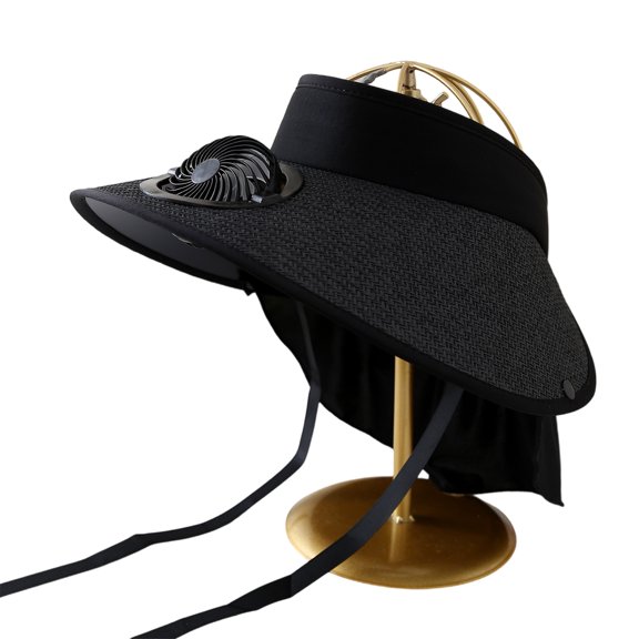 Solar Fan Sun Protective Hat Breathable Wide Brims Visors Hat with Open Top Design for Women Men Outdoor Activity