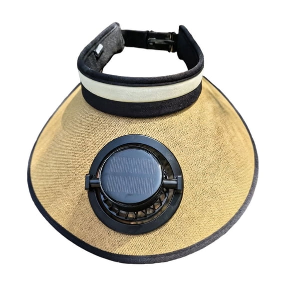 Solar Fan Sun Visor,Rechargeable Lightweight Breathable Wide Brim Solar Cooling Hat for Gardening Hiking Sport,Khaki