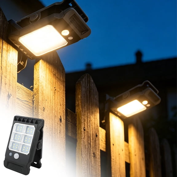 Solar Fence Clip Light with Smart Sensor, 3 Modes, Waterproof Outdoor Wall Mounted LED for Yard, Gate, Patio, Deck, Garage, Camping