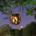 thumbnail image 1 of Solar Fence Hollow Metal Hanging Light,LED Solar Decorative Garden Lantern for Patio Outdoor Decor, 1 of 9