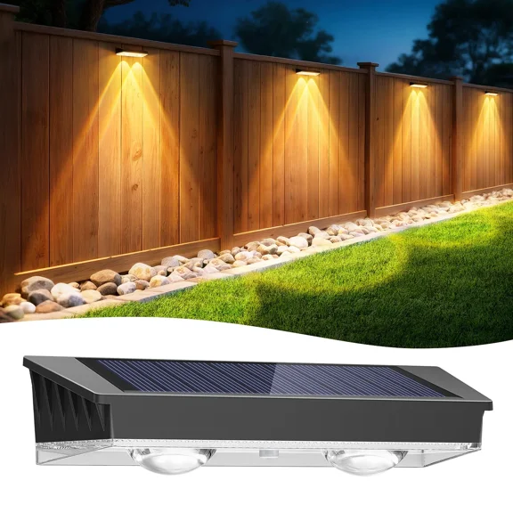 Solar Fence Lights 1 Pack, Outdoor Fence Solar Lights with 3 Color Modes Glow LED Solar Lights Outdoor Waterproof, Solar Lights for Patio, Backyard, Deck, Fence, Railing
