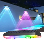 Solar Fence Lights 1 Pack, Outdoor Fence Solar Lights with 8 Modes RGB Color Glow LED Solar Lights Outdoor Waterproof, Solar Lights for Patio, Backyard, Deck, Fence, Railing