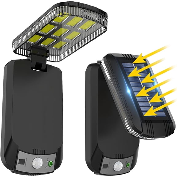 Solar Fence Lights, 2 Pack Foldable Fence Light with Motion Sensor & Remote Control, IP65 Waterproof Flip-Top Solar Light, Warm White, Cool White LED Lights for Garden,Railing Yard Patio Outside Wall