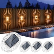 ASHIP Solar Fence Lights 4 Pack, Solar Wall Lights Outdoor Waterproof ,LED Solar Powered Deck Stair Lights for Garden Patio Backyard Decor