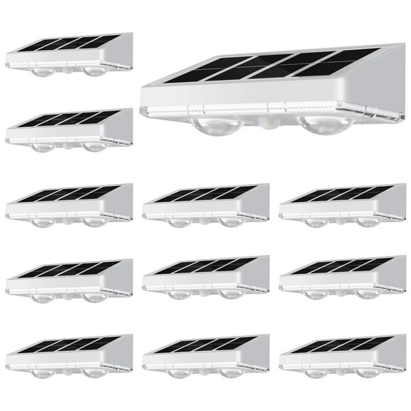 Solar Fence Lights,4 Pack Solars Deck Light,Warm White Color,Outdoor Bulb Waterproof Led IP65,Power Patio Lamp with Lenses for Outside/Backyard/Railing/Yard(Black)