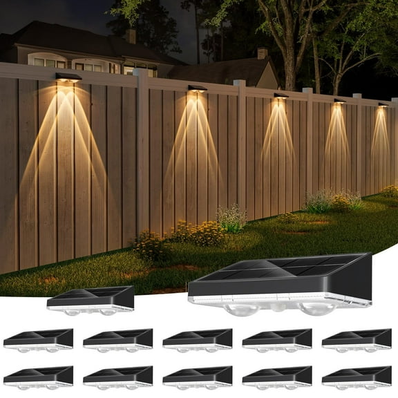 Solar Fence Lights,4 Pack Solars Deck Light,Warm White Color,Outdoor Bulb Waterproof Led IP65,Power Patio Lamp with Lenses for Outside/Backyard/Railing/Yard(Black)