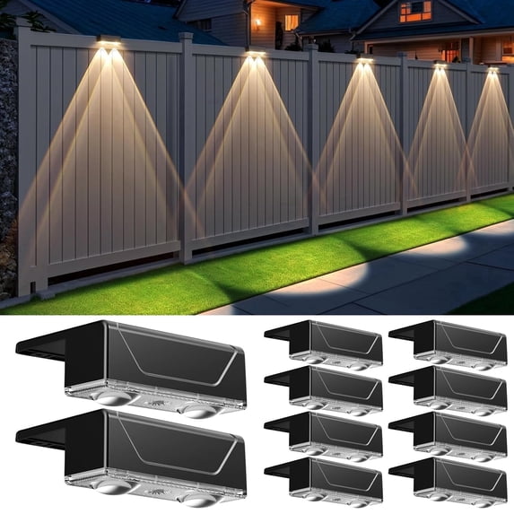 Kanstar Solar Fence Lights, Solar Powered LED, 3 Color Modes, IP55 Waterproof 10 pack