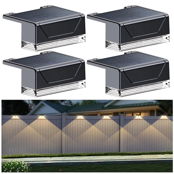 Kanstar Solar Fence Lights Outdoor, 3 Modes Waterproof LED Deck Lights (4-Pack)