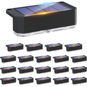 Solar Fence Lights Outdoor 20 Pack, Waterproof LED Steps Light Solar Powered, Deck Lights for Railing Yard OutsideWarm White