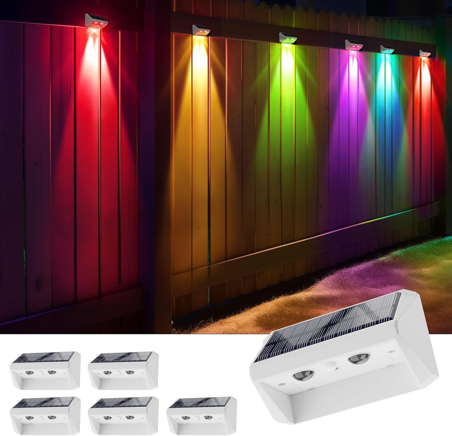 Solar Fence Lights Outdoor, Lens LED Fence Lights Solar Power, Solar