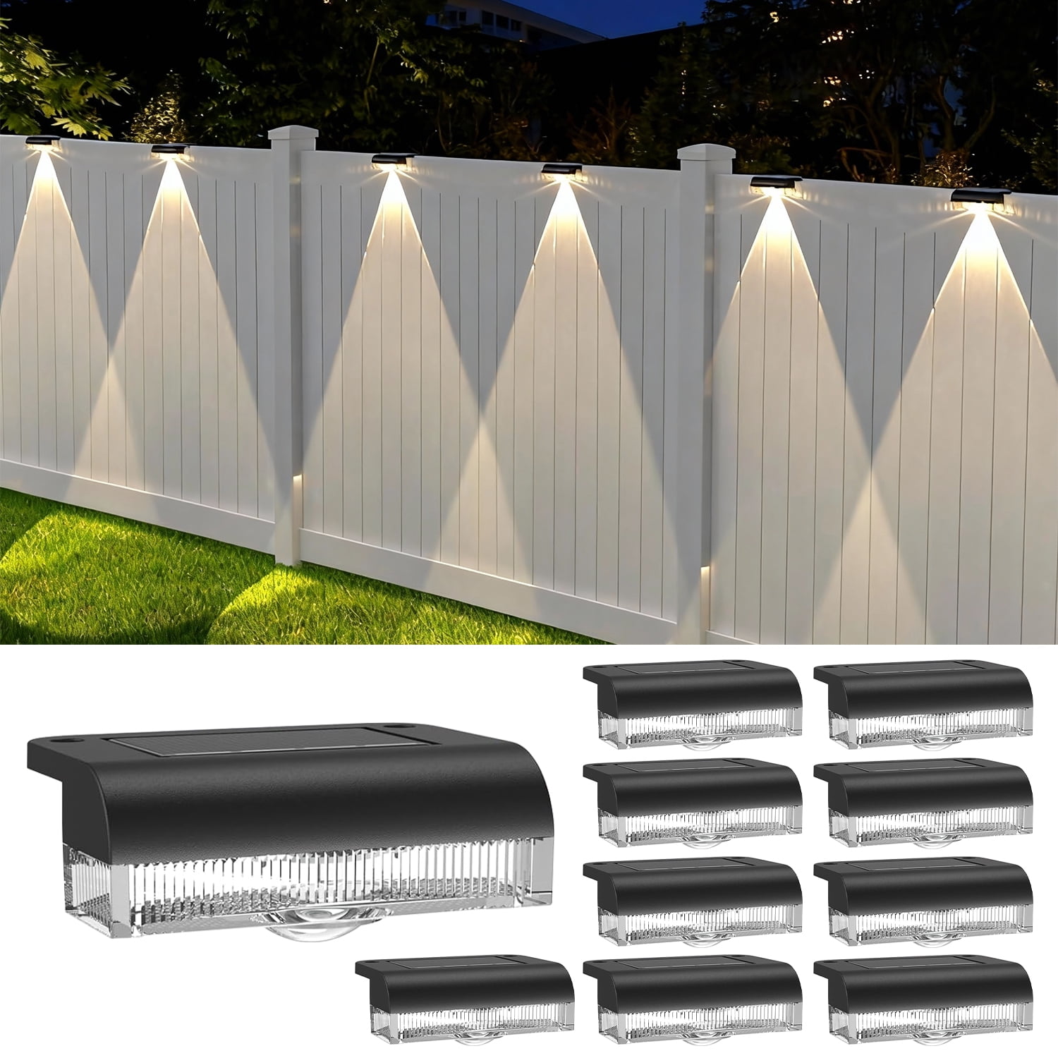 Solar Fence Lights Outdoor , Solar Step LED Lights Waterproof for Outdoor Stairs, Fence, Yard, Patio, Pool and Pathway(Warm White)