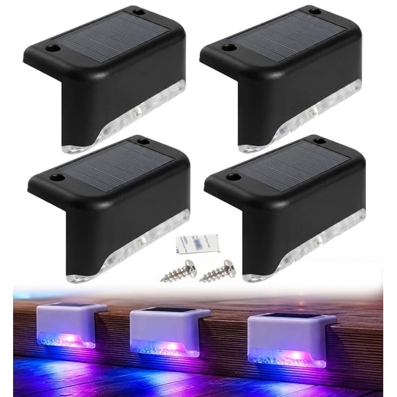 Solar Fence Lights Outdoor Waterproof IP65 - Dusk to Dawn Solar Deck Lights for Patio Fence Step Wall, LED Solar Step Lights for Garden Yard Stair Balcony Wireless(black-4pcs)Q
