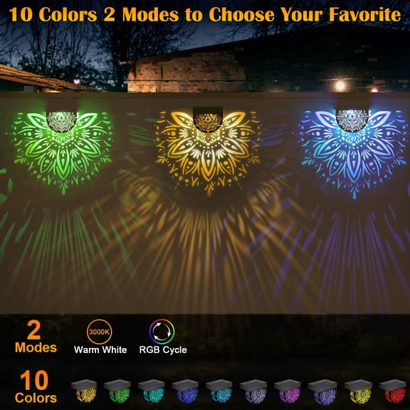 DAZLUTE Solar Fence Lights Outdoor, Stainless Steel LED Deck Lights IP65 Waterproof with Auto on/off, Warm Light Solar Step Lighting for Garden Patio Front Door Post (6 Pcs)