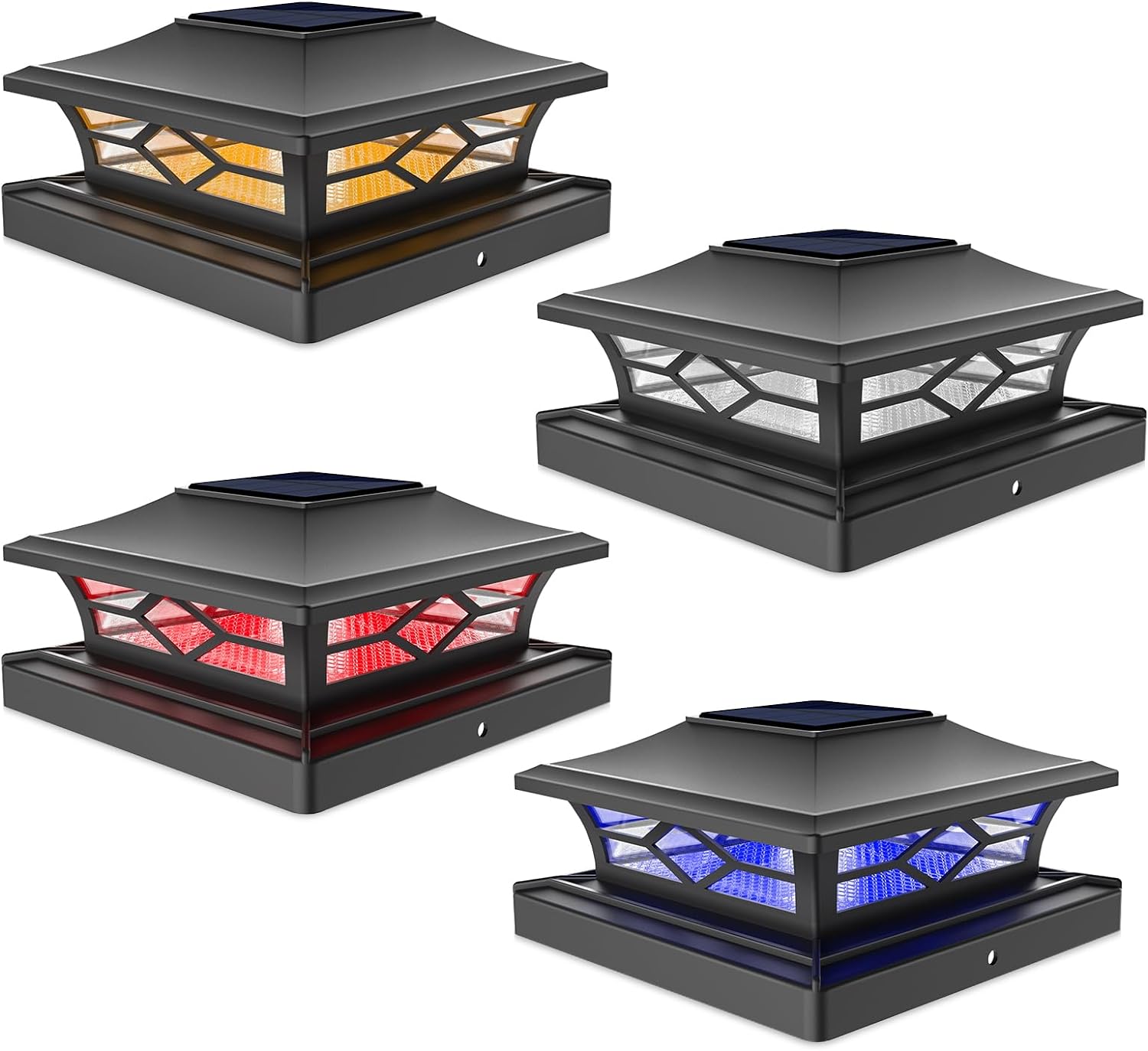 Solar Fence Post Cap Light Outdoor Waterproof RGB Color Changing Modes