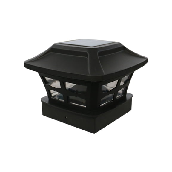 Solar Fence Post Cap Lights, Black Outdoor Post Top Lamp, White LED Solar Powered Deck Light, Waterproof Auto On Off Post Lighting for Patio Garden Yard Fence Decoration