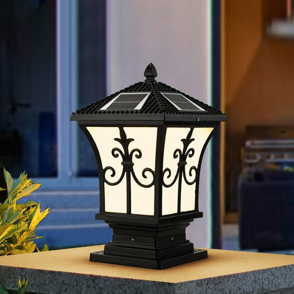 Solar Fence Post Light Outdoor Dual Power, 11W LED Pillar Lamp with Solar + Electric (110V), IP56 Waterproof Aluminum Column Light for Garden Patio Landscape Fence Deck Pathway (Warm White, 5-10)