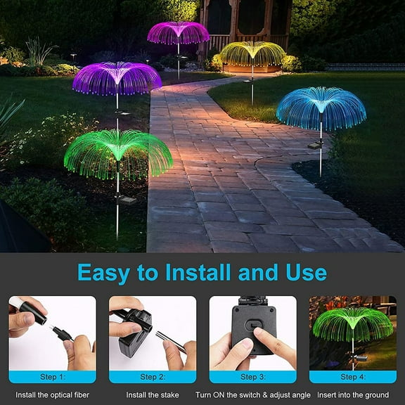 Solar Fiber Light,Sensory Colour Changing Fibre Optic Outdoor Fiber Optic Garden Light Mood Lamp