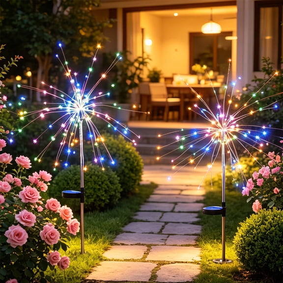 Solar Fiber Optic Garden Stake Light Waterproof Outdoor Lawn Lamp for Yard Pathway Spring Decor