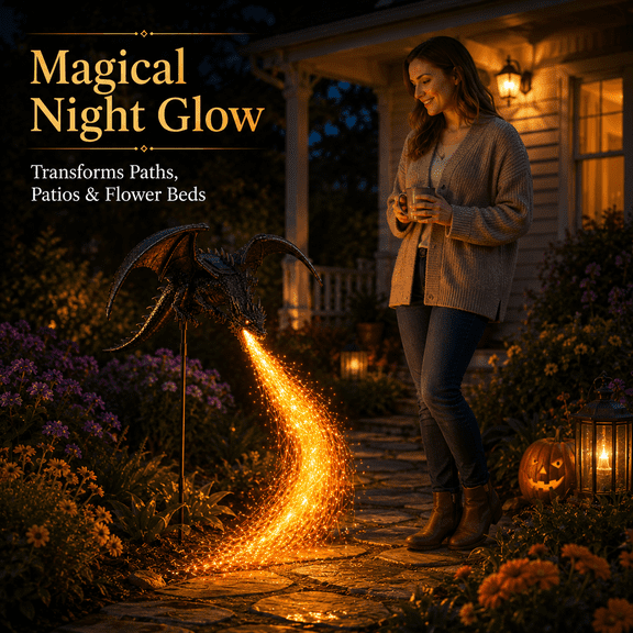 Solar Fire-Breathing Dragon Garden Light with Flame-Like LED Effect and IP65 Rating, Outdoor Light for Yard, Garden, Porch and Seasonal Holiday Display