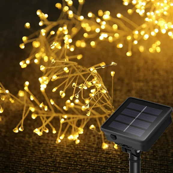 Solar Firecracker Lights 9.8Ft 100 LED Waterproof Cluster Lights 8 Lighting Mode Christmas Fairy Lights Fire Crackers Garland Fairy Light for Garden Wedding Party
