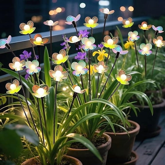 Solar Firefly Light, Swaying Garden Lamp, 2-Piece 26.8-in Weather Resistant PVC Stake Light for Summer Night Backyard BBQ Patio Walkway