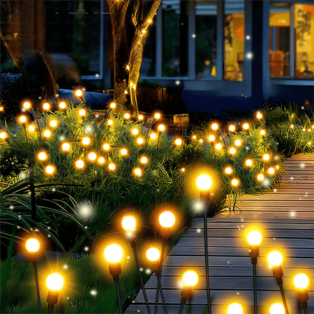 Solar Lights, Firefly Solar Light with 12 lights for Walkway, landscape, pathway, Garden Decor, Warm White, 4 pack