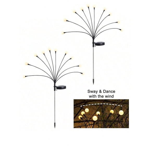 Solar Firefly Outdoor Garden Lights, Large Swaying LED Bulbs, Waterproof Landscape Path Lighting for Patio Yard Walkway, Great Gift for Women Grandma