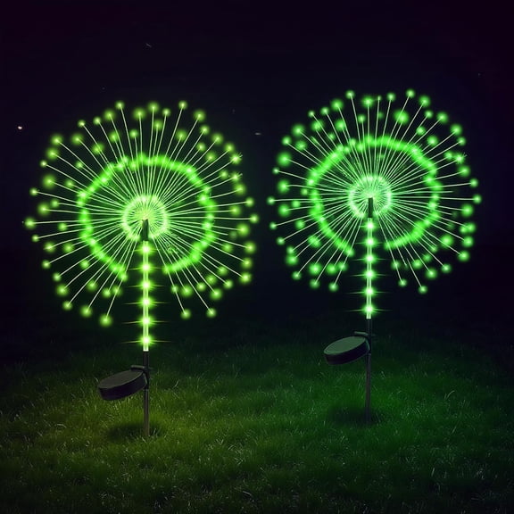 Solar Firework Garden Lights, 240 LED, 2-Pack, Waterproof Outdoor Decorative Stakes,Green, 36-Inch Height