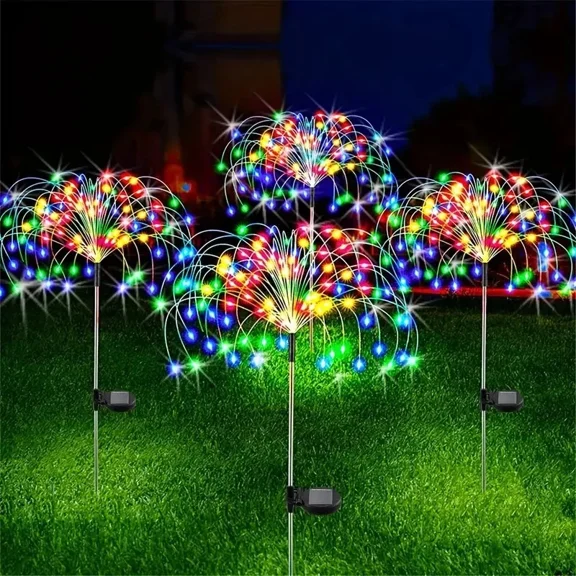 Solar Firework Lights Led Outdoor Waterproof Path Lawn Yard Garden Decor Lamp