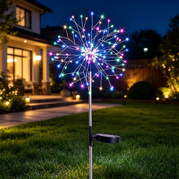 Solar Firework Lights Outdoor, 120LED Solar Garden Lights, Waterproof Decorative Sparkle Light for Backyard, Garden, Patio Lawn Landscape & 4th of July Decor