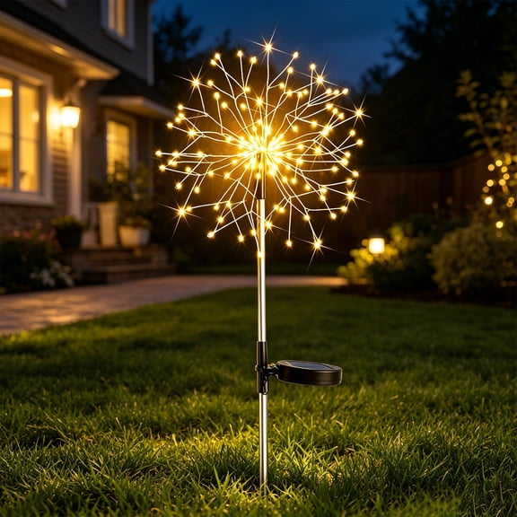 Solar Firework Lights Outdoor, 120LED Solar Garden Lights, Waterproof Decorative Sparkle Light for Backyard, Garden, Patio Lawn Landscape & 4th of July Decor