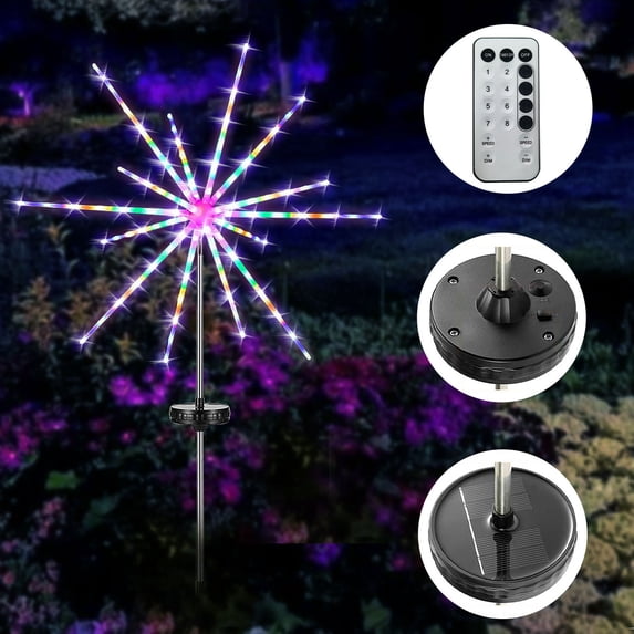 Solar Firework Meteor Light, Outdoor 8 Mode Solar Garden Starburst Lights with Remote, 112 LED Decorative Landscape Path Lights for Patio Yard Decor (Multicolor) 1 PCS